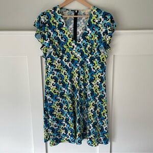 Michael Kors 60's Floral Print Short-Sleeved Dress, X-Large, EUC